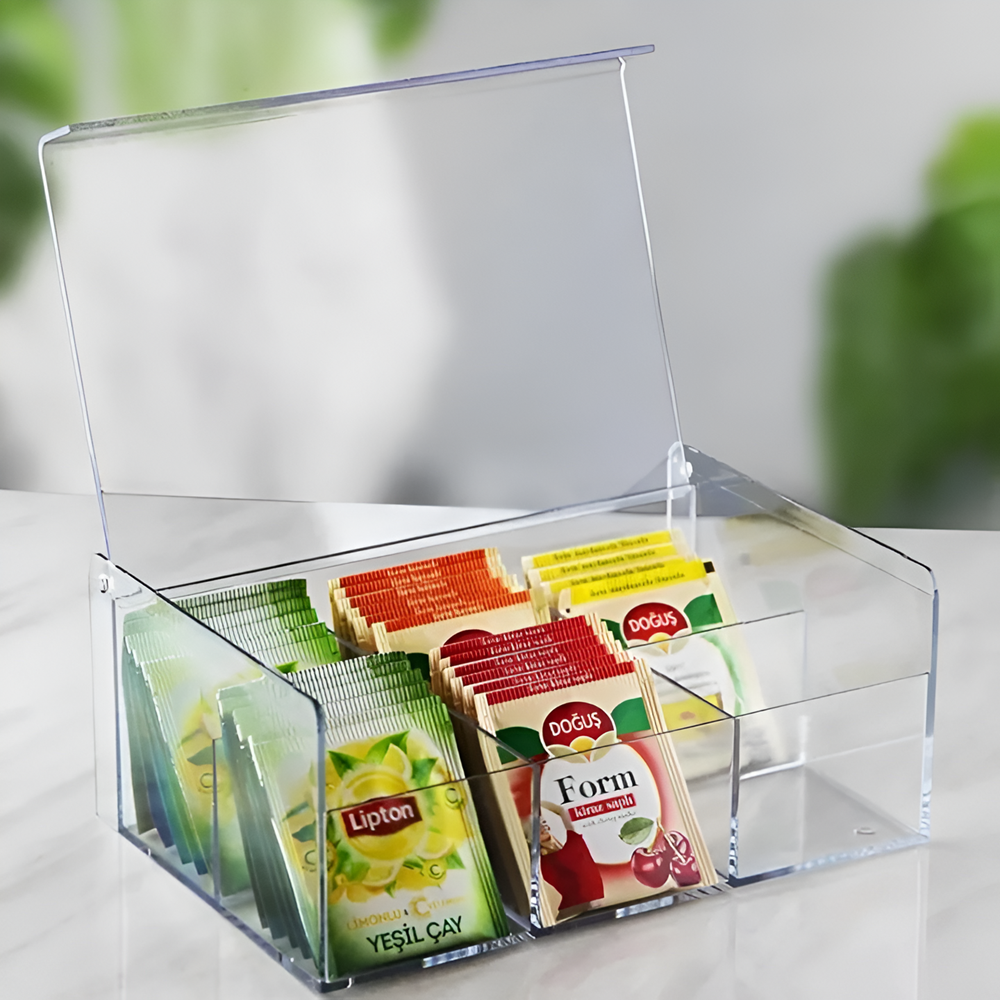 6-Compartmets Plexi Tea Box | Full House Lebanon