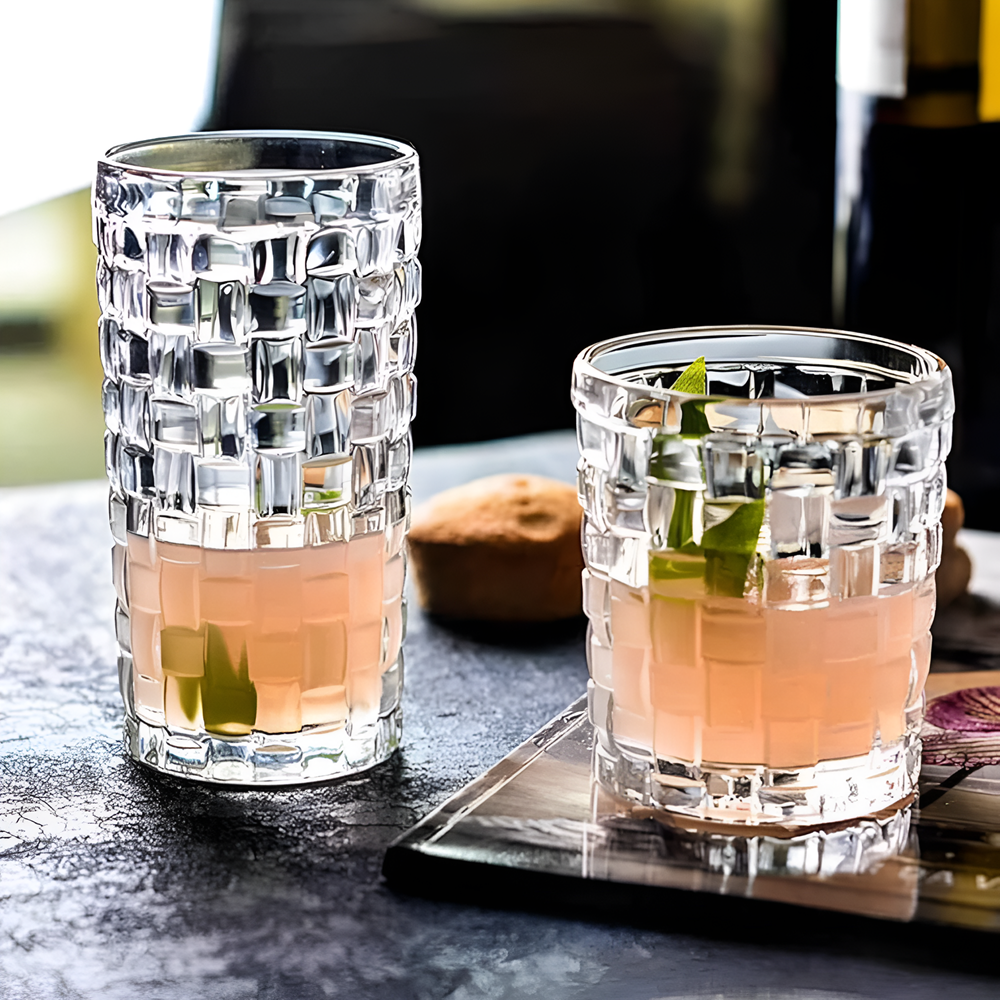 Grid-Design Glass Tumbler Set (6 Pcs) - 345 ml | Full House Lebanon