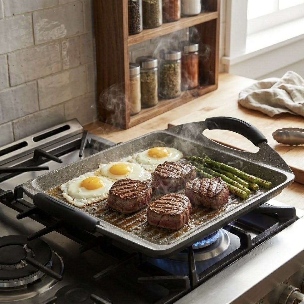 Rectangular Non-Stick Griddle Pan with Handles | Full House Lebanon