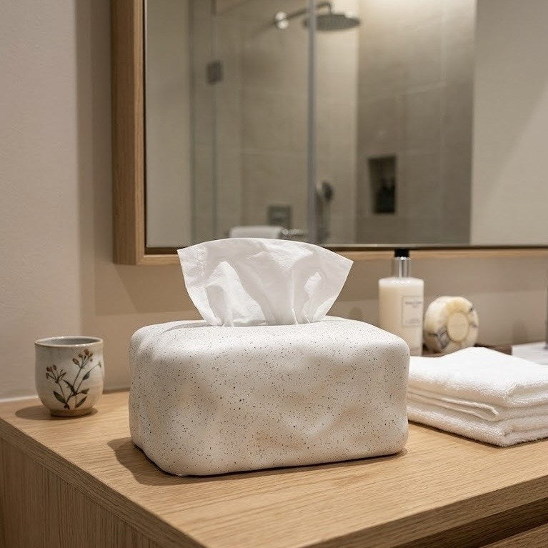 Stone Texture Speckled Ceramic Tissue Box | Full House Lebanon
