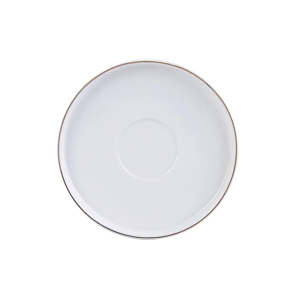 Elegant Stackable White Tea Cup & Saucer Set with Gold Rim | Full House Lebanon