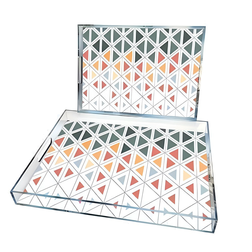 Rectangular Plastic Printed Serving Tay Set (2 Pcs) | Full House Lebanon