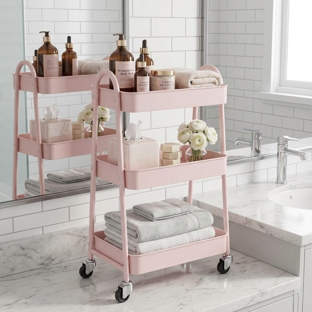 3-Tier Metal Rolling Cart
