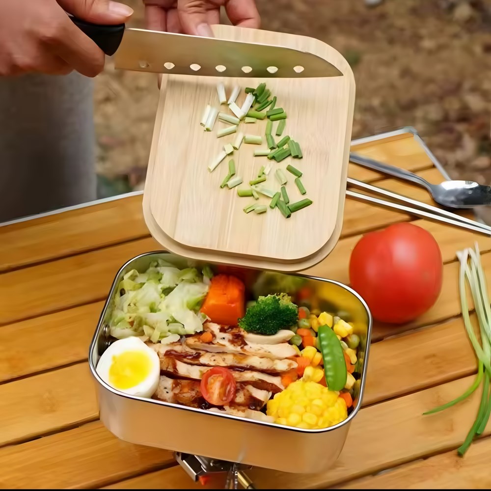 Stainless Steel Lunch Box with Bamboo Lid | Full House Lebanon