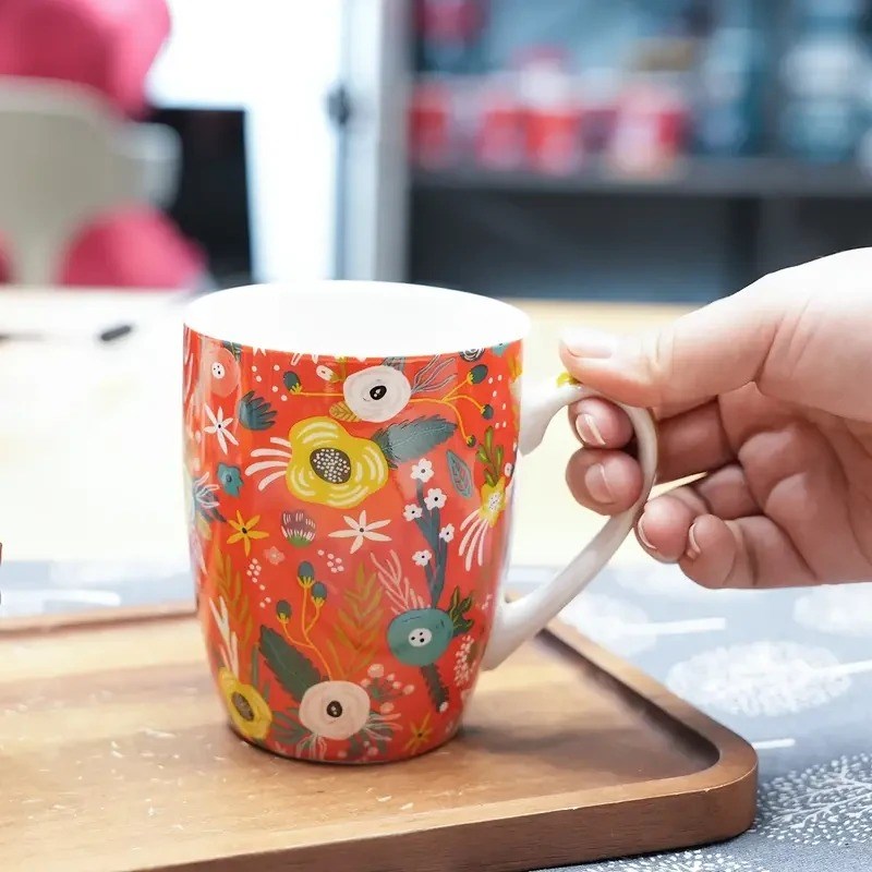 Colorful Floral Porcelain Mug