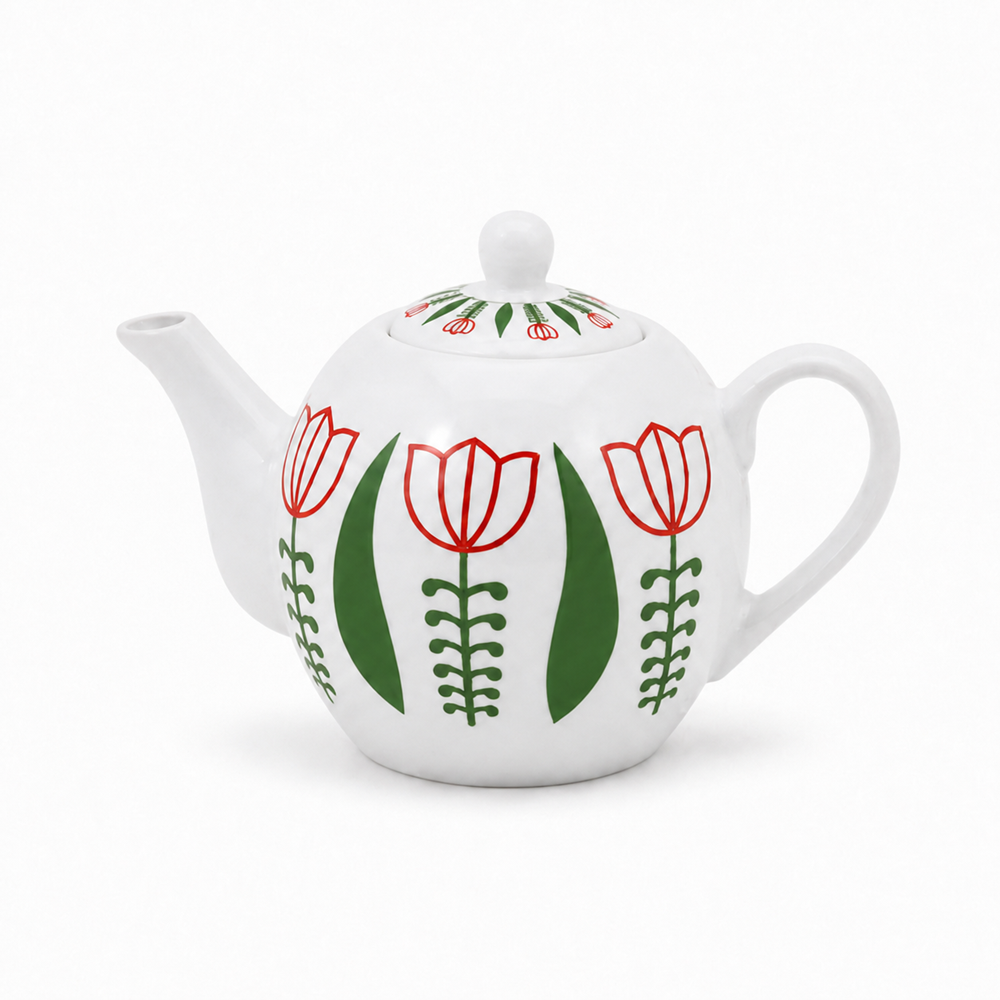 Tulip Pattern Ceramic Teapot