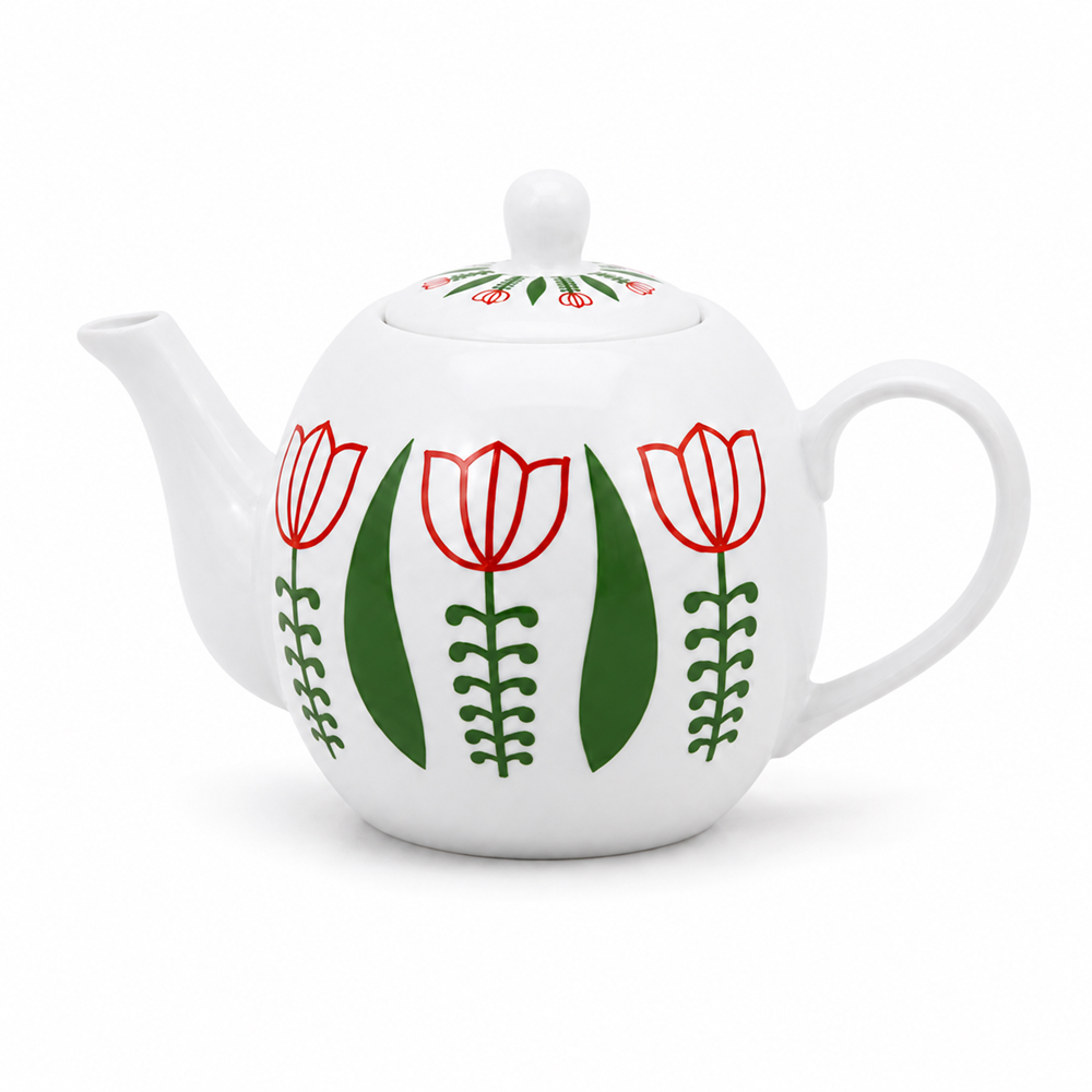 Tulip Pattern Ceramic Teapot