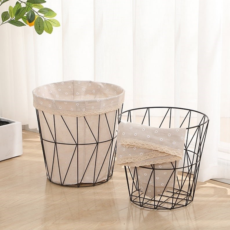 Metal Wire Laundry Basket Set (2 Pcs) - Black | Full House Lebanon