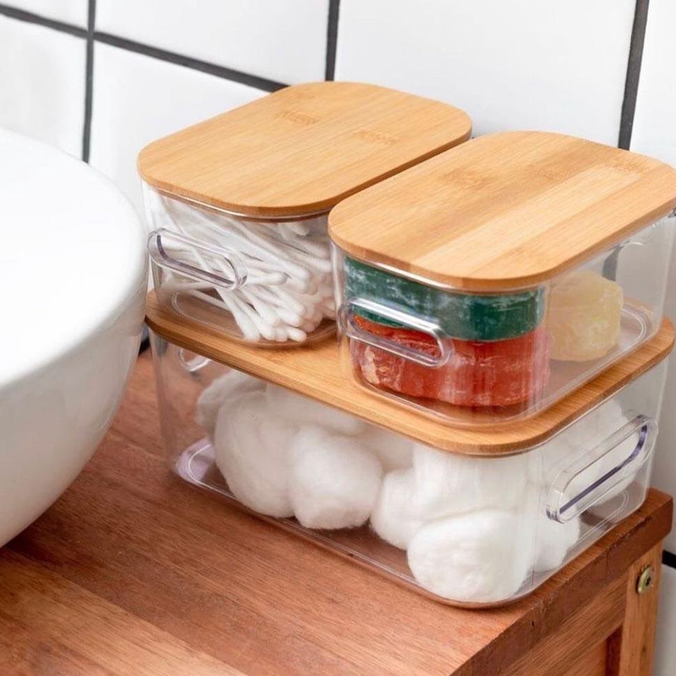 Acrylic Storage Boxes with Bamboo Lid - Small | Full House Lebanon