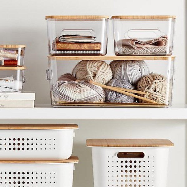 Acrylic Storage Boxes with Bamboo Lid - Medium | Full House Lebanon