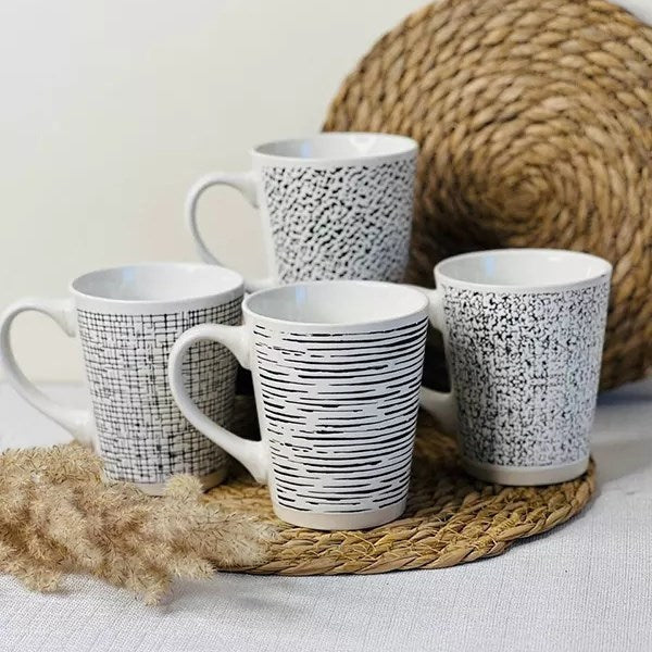 Black & White Porcelain Mugs - 3 | Full House Lebanon