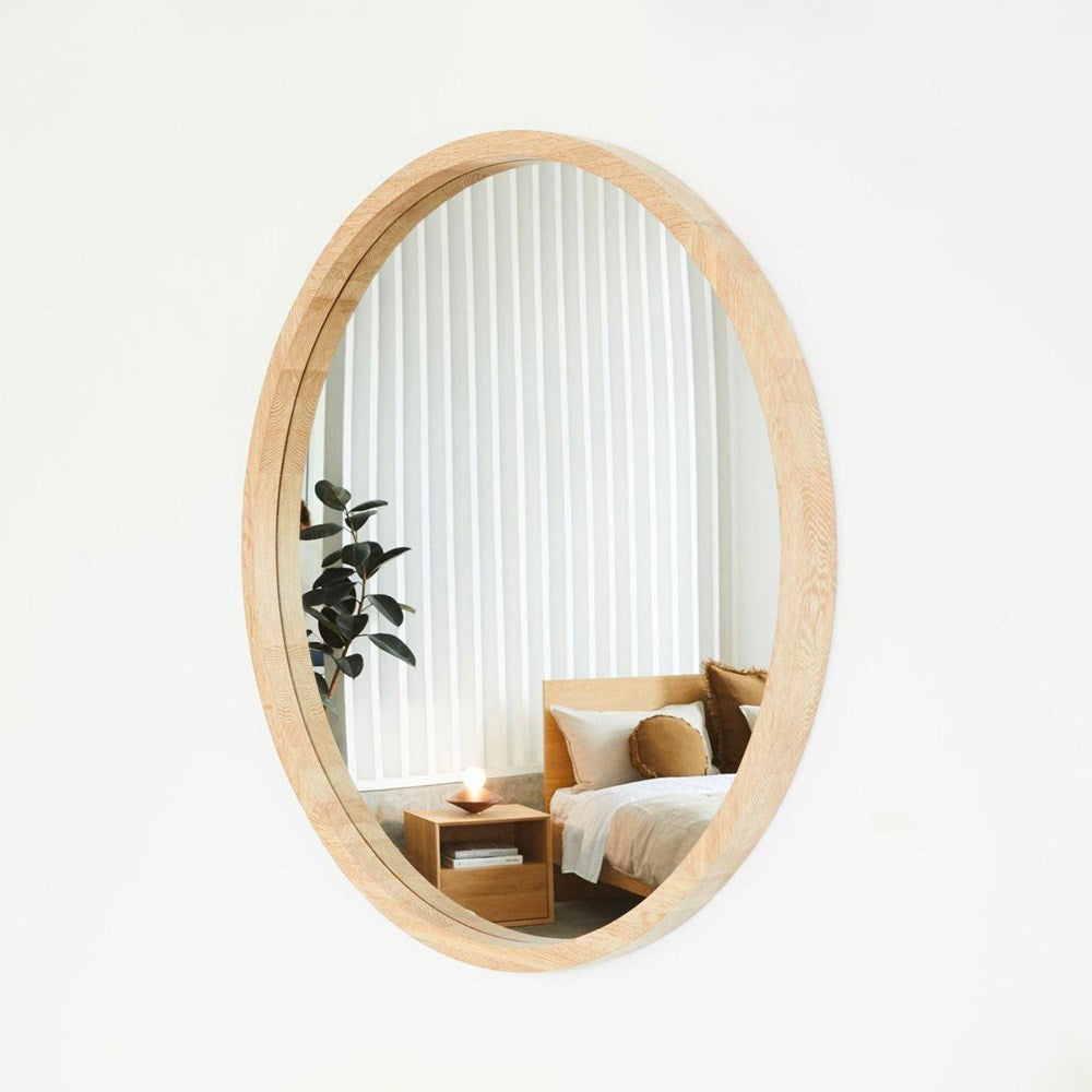 Oval Wall Mirror with Wooden Frame - Large | Full House Lebanon